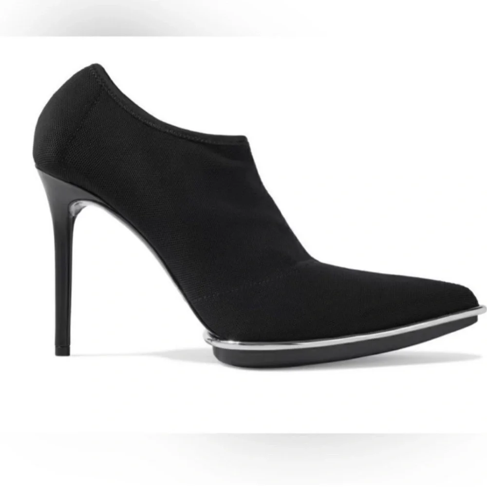 ALEXANDER WANG Cara Stretch Mesh Pointy Toe Sock Fit Pull On Ankle Booties 37.5